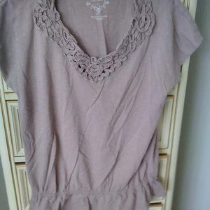 Sonoma Top with embellished neckline & elastic waist